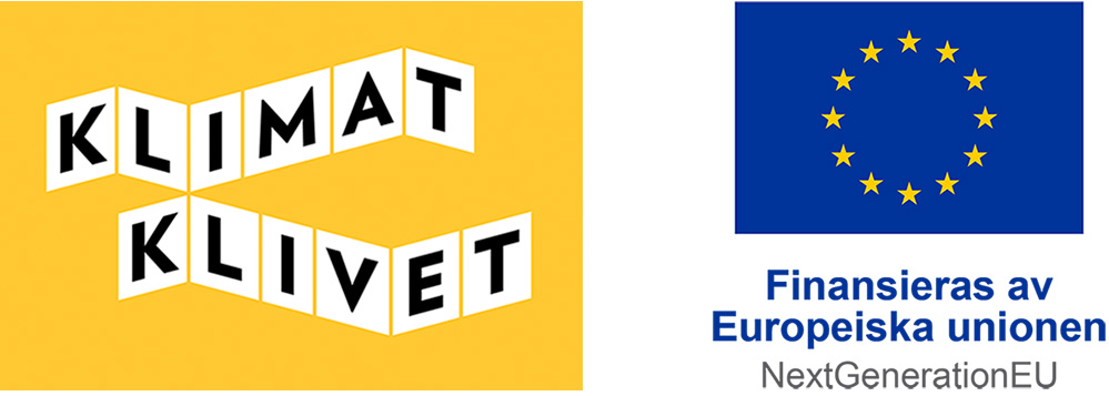 Två logotyper: Klimatklivet och EU Finansieras av Europeiska unionen NextGenerationEU.